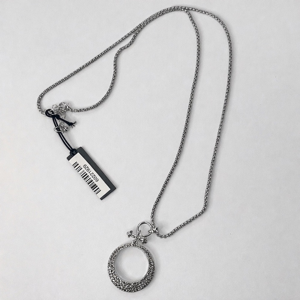 Silver Pendant Necklace Crystal Circle Charm Layered Statement Modern